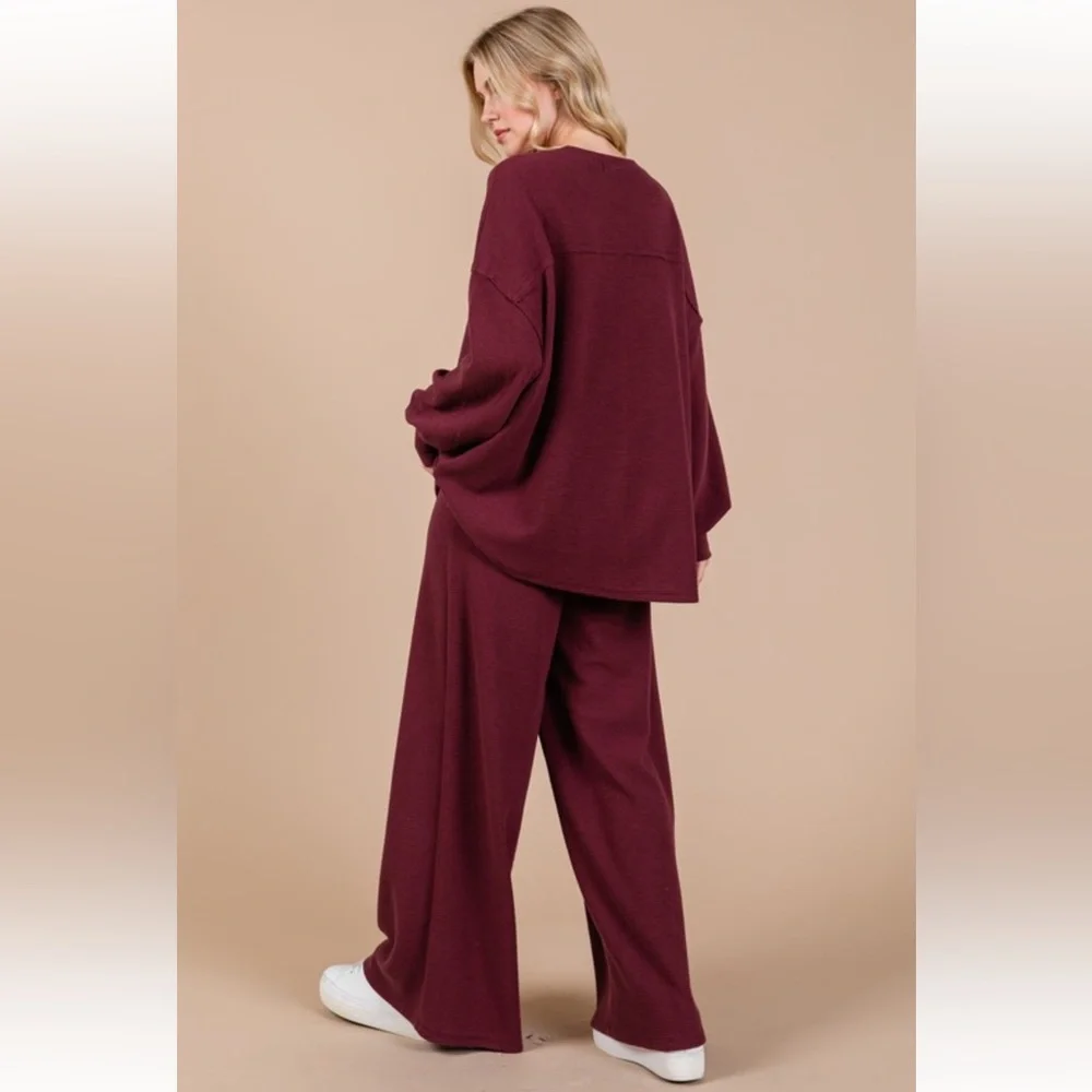 RESTOCKED Boho wide leg pant 2-piece sweatshirt set - Picture 4 of 7